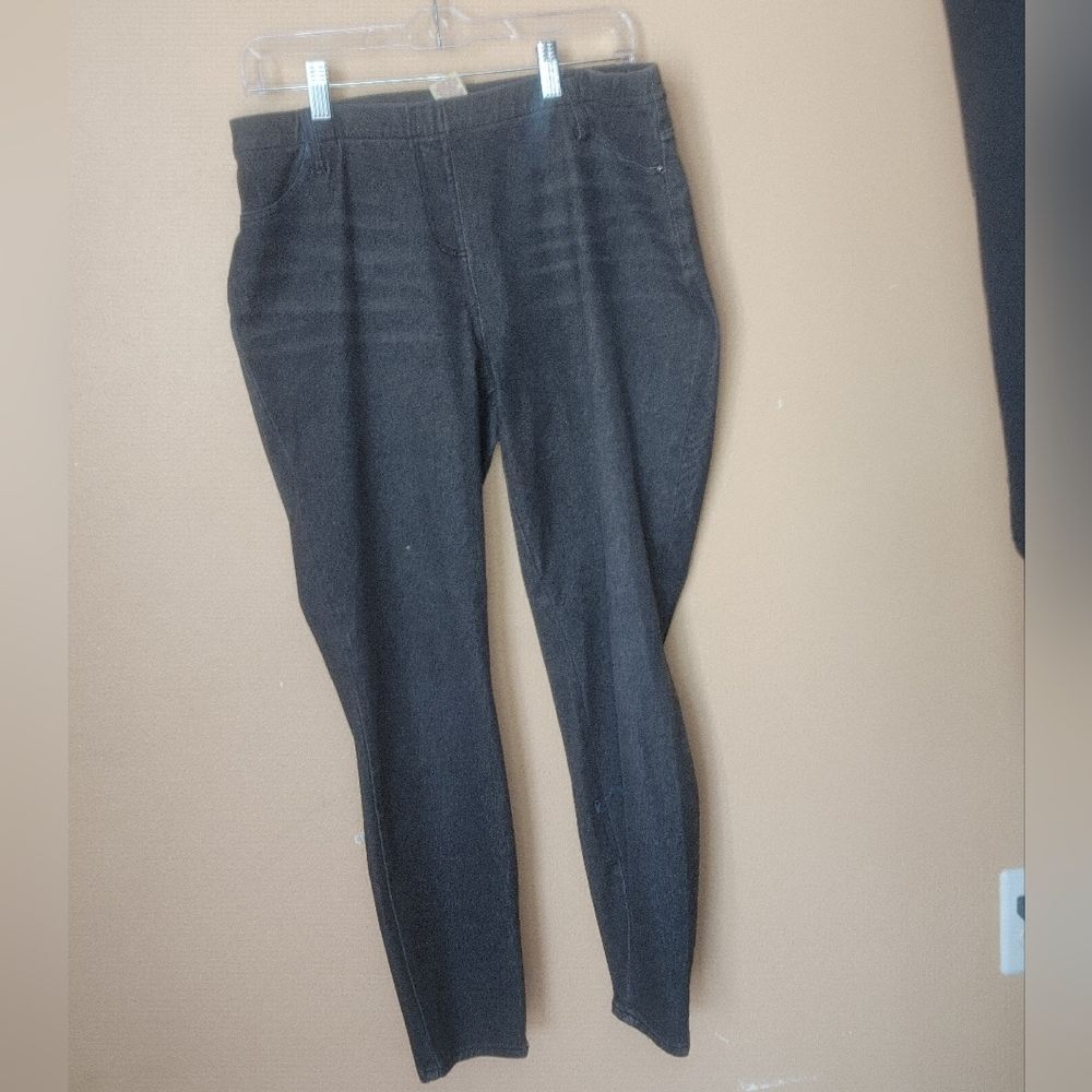 Faded Glory Black Gray Jeggings Pants Leggings XL 16-18